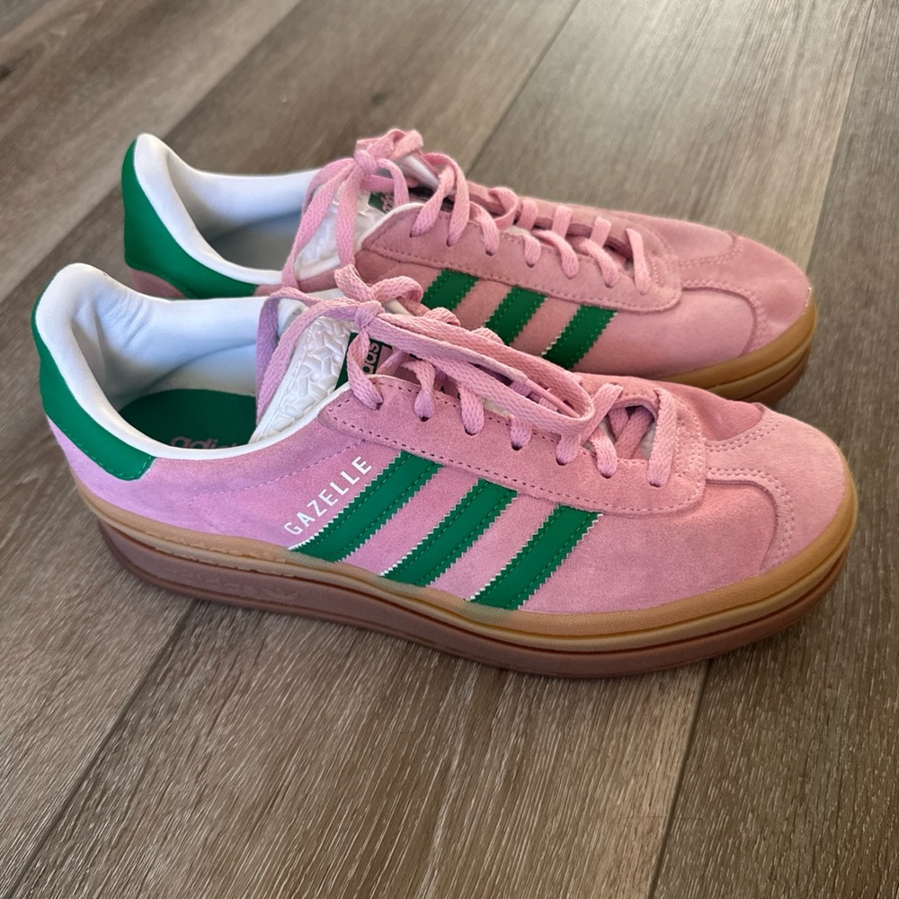 Adidas Originals Gazelle Bold True Pink Green Women Platform Size 7.5